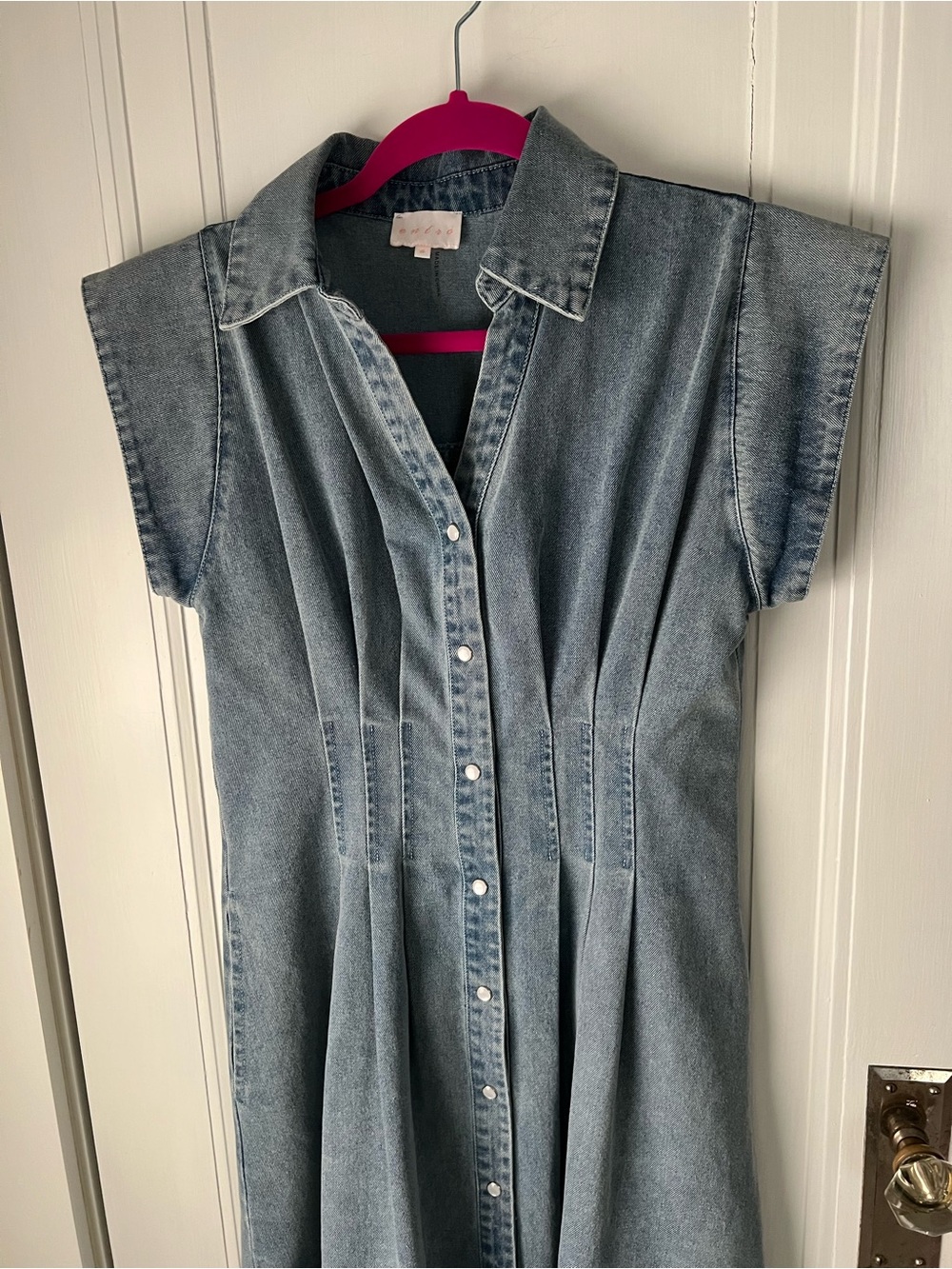 entro Light Blue Denim Midi Dress with Front Buttons - Picture 2 of 3